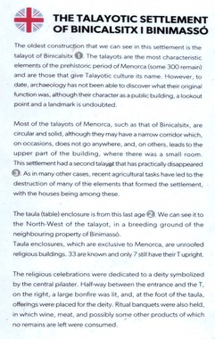 Binicalsitx Talayot & Binimasso Taula info